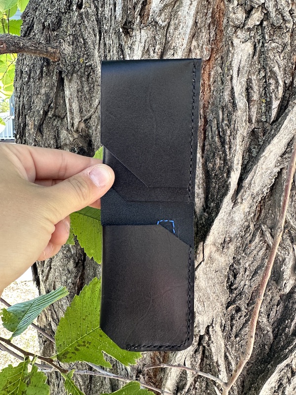 Beaumont Wallet – Handmade Black Leather Wallet with Navy Accent - Image 4