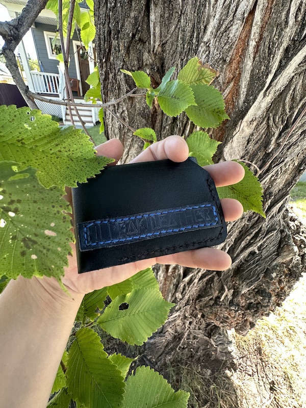 Beaumont Wallet – Handmade Black Leather Wallet with Navy Accent