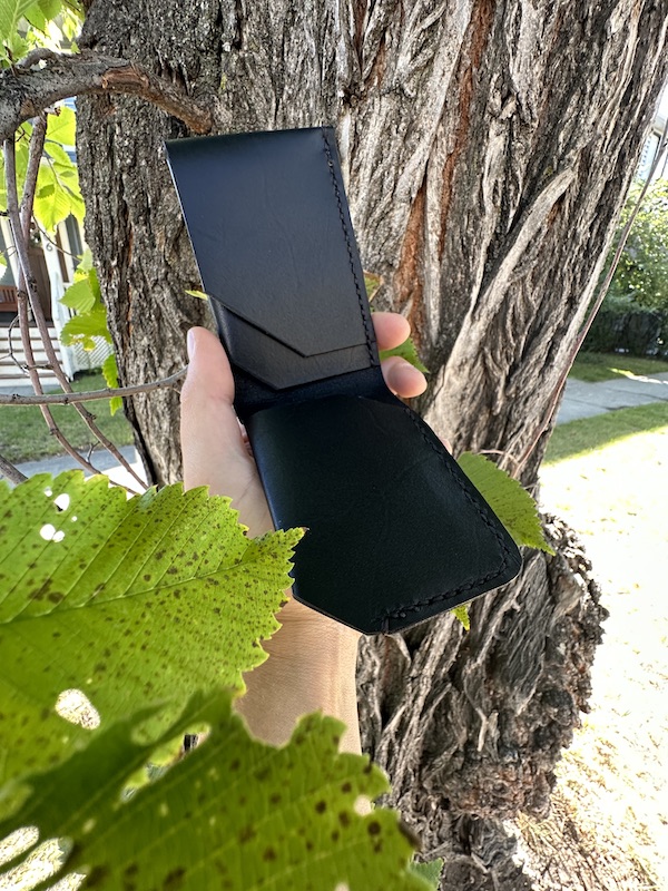 Beaumont Wallet – Handmade Black Leather Wallet with Navy Accent - Image 2