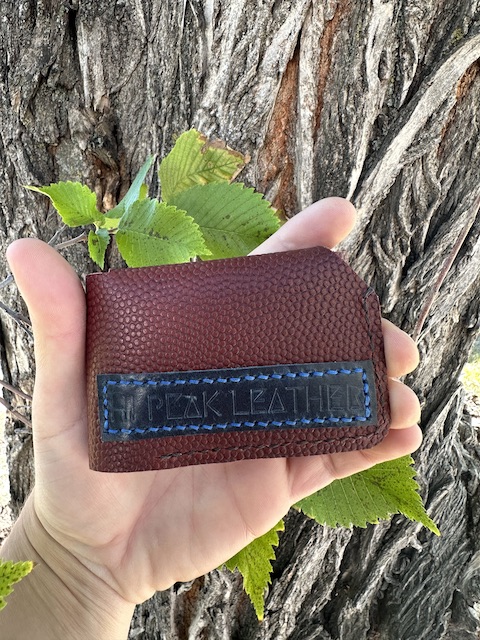 Beaumont Wallet – Handmade Football Red Leather Wallet with Navy Accents