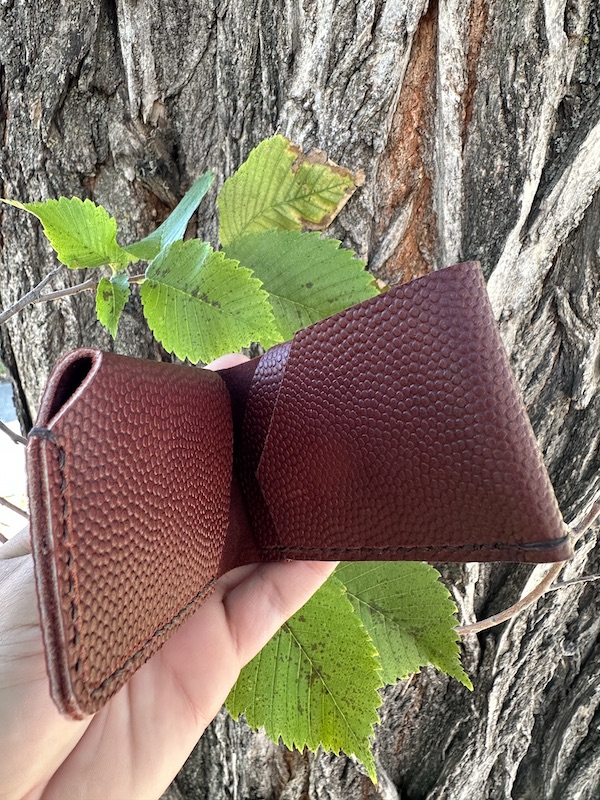 Beaumont Wallet – Handmade Football Red Leather Wallet with Navy Accents - Image 3