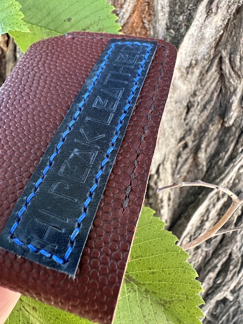 Beaumont Wallet – Handmade Football Red Leather Wallet with Navy Accents - Image 2